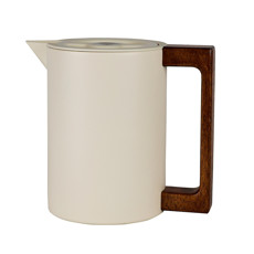 Imagem de GARRAFA TÉRMICA BEGE 600ML EM AÇO INOX E ALÇA EM MADEIRA 15X17X12CM - TUUT - Yangzi Brasil Corporation S A 