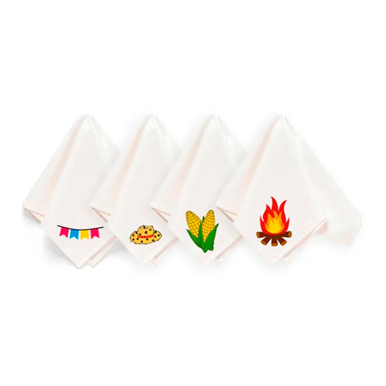 Imagem GUARDANAPO 4 PEÇAS HOME SÃO JOÃO ENCANTOS DO ARRAIÁ EM ALGODÃO 45X45CM - COPA&CIA