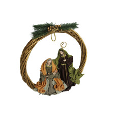 Imagem de GUIRLANDA DOURADA EM VIME COM SAGRADA FAMÍLIA EM TECIDO 43X43X7CM - MAGIZI - Yangzi Brasil Corporation S A 