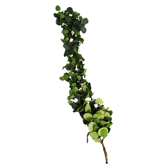 Imagem PENDENTE DECORATIVO DE FOLHAGENS VERDES E BERRIES BRANCAS EM PLÁSTICO - MAGIZI