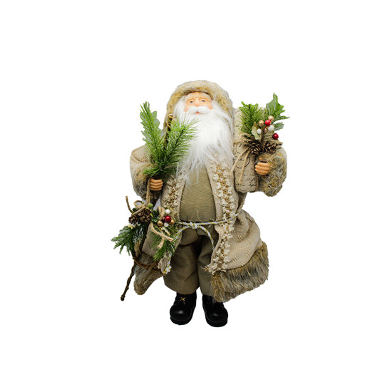 Imagem PAPAI NOEL DECORATIVO BEGE COM CAJADO GUIRLANDA E PRESENTES  46X25X15CM - MAGIZI