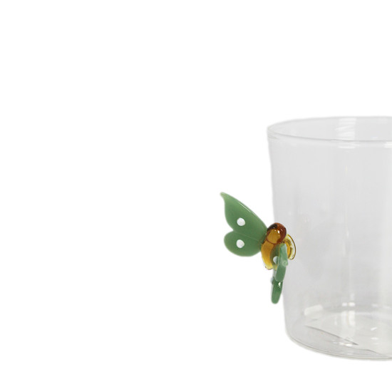 Imagem CANECA DE VIDRO BOROSSILICATO BUTTERFLY VERDE 9X11X8,5CM - RIBEIRO E PAVANI