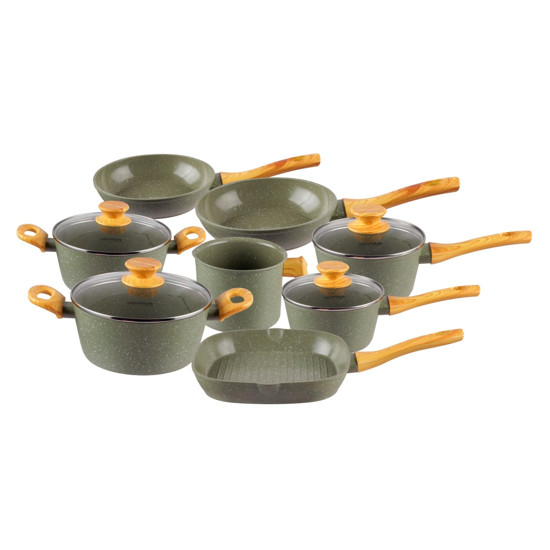 Imagem CONJUNTO 8 PANELAS MÁRMOL STYLE COOK ESMERALDA - MIMO STYLE