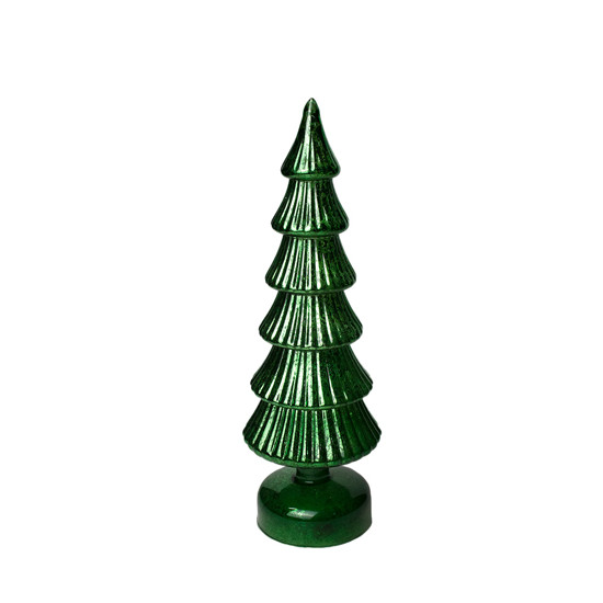 Imagem MINI ÁRVORE DE NATAL DECORATIVA VERDE EM VIDRO COM LED 32X9X9 CM