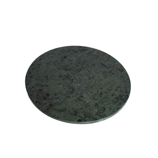 Imagem CENTRO DE MESA REDONDO DECORATIVO EM MÁRMORE VERDE E PÉ DE MADEIRA 10X30CM - LUCATTI