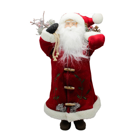 Imagem PAPAI NOEL DECORATIVO COM CASACO VERMELHO COM DETALHES BORDADOS 48X27X17CM MAGIZI
