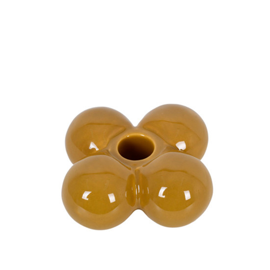 Imagem CASTIÇAL DECORATIVO EM CERÂMICA MOSTARDA 4X10CM - GRILLO