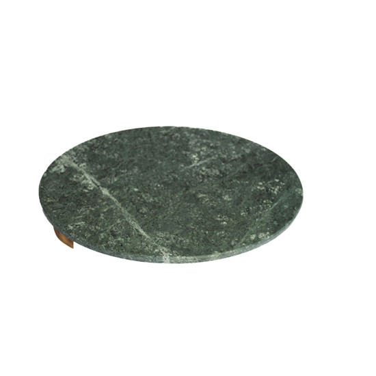 Imagem CENTRO DE MESA OVAL DECORATIVO EM MÁRMORE VERDE E PÉ EM MADEIRA 5X30X20CM - LUCATTI