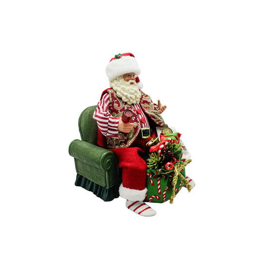 Imagem PAPAI NOEL DECORATIVO SENTADO NO SOFÁ COM SACO DE PRESENTES - MAGIZI