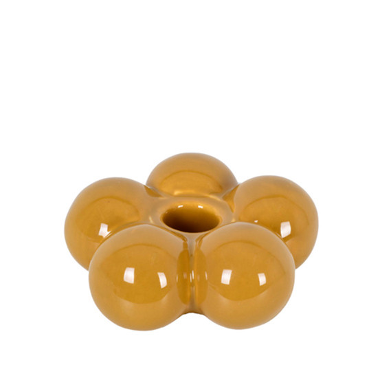 Imagem CASTIÇAL DECORATIVO EM CERÂMICA MOSTARDA 4X10CM - GRILLO