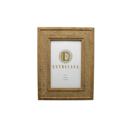 Imagem PORTA-RETRATO DECORATIVO EM MDF E BORDA TEXTURIZADA CARAMELO 22X17X2CM - ENTRECASA
