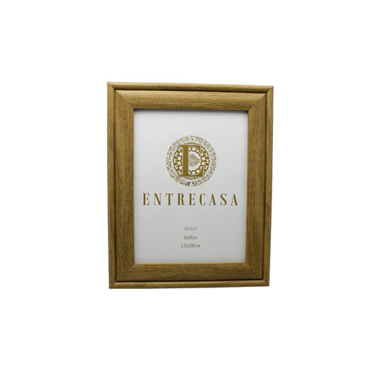 Imagem PORTA-RETRATO DECORATIVO EM MDF COM BORDA BEGE AMADEIRADO 25X20X2CM - ENTRECASA