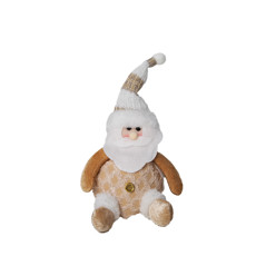 Imagem de PAPAI NOEL DECORATIVO BRANCO E DOURADO EM POLIÉSTER 25X14X7 CM - Grillo Ltda