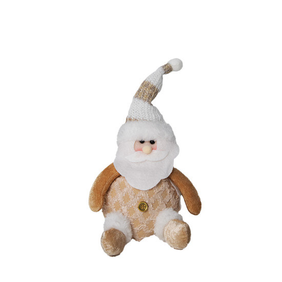 Imagem PAPAI NOEL DECORATIVO BRANCO E DOURADO EM POLIÉSTER 25X14X7 CM