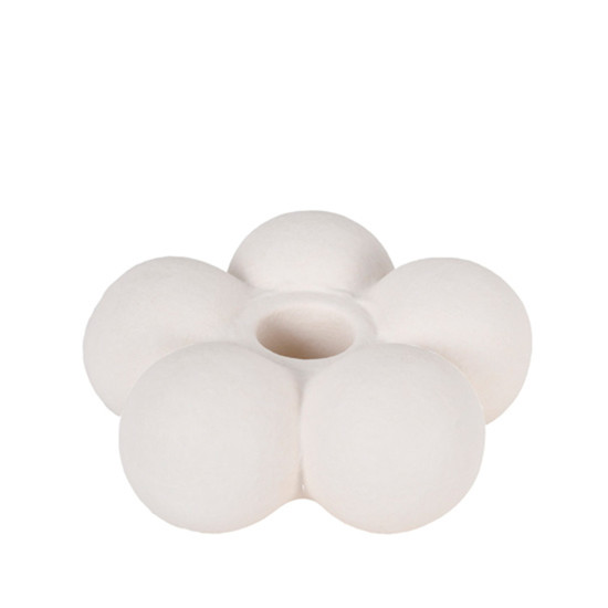 Imagem CASTIÇAL DECORATIVO EM CERÂMICA BRANCA 4X10CM - GRILLO