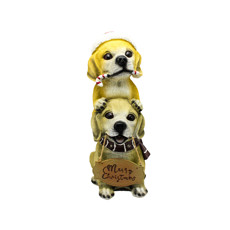 Imagem de CASAL DE CACHORROS NATALINOS DECORATIVOS COM GORRO COM LUZ DE LED 30X15X12CM MAGIZI - Yangzi Brasil Corporation S A 