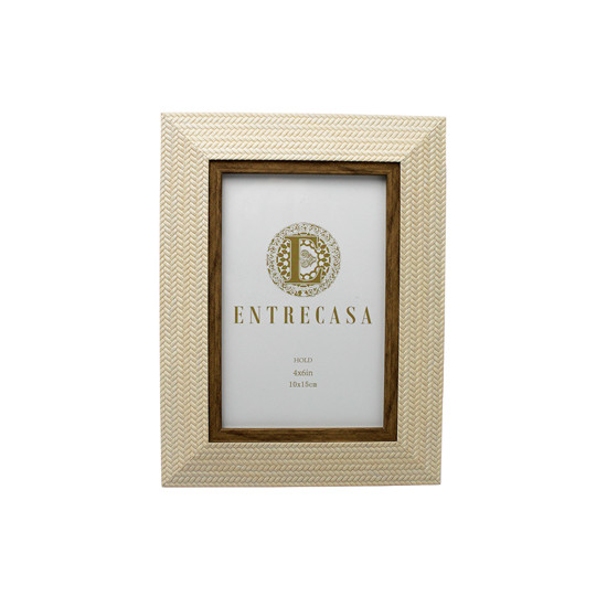 Imagem PORTA-RETRATO DECORATIVO EM MDF COM BORDA BEGE 21X16X2CM - ENTRECASA