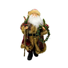 Imagem de PAPAI NOEL COM CASACO JACGUAR EM TECIDO VERMELHO COM CAJADO E GUIRLANDA - MAGIZI - Yangzi Brasil Corporation S A 