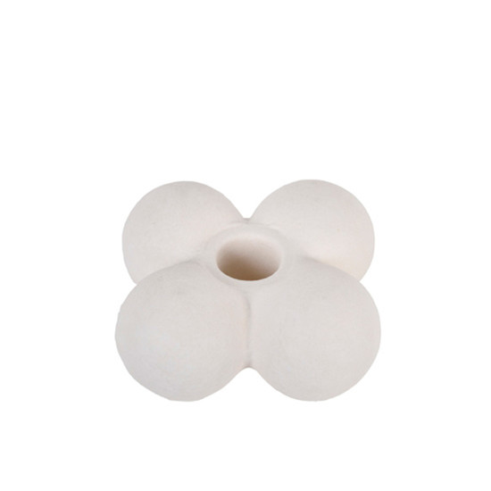 Imagem CASTIÇAL DECORATIVO EM CERÂMICA BRANCA 4X10CM - GRILLO