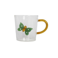 Imagem de CANECA DE VIDRO BOROSSILICATO BUTTERFLY VERDE 9X11X8,5CM - RIBEIRO E PAVANI - Ribeiro E Pavani Com Imp Exp