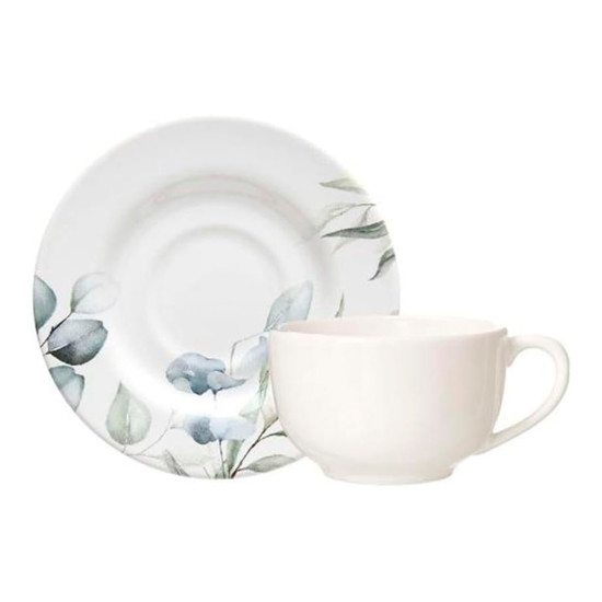 Imagem XICARA COM PIRES DE CERÂMICA AQUARELLE EUCALIPTO 280 ML - COPA&CIA