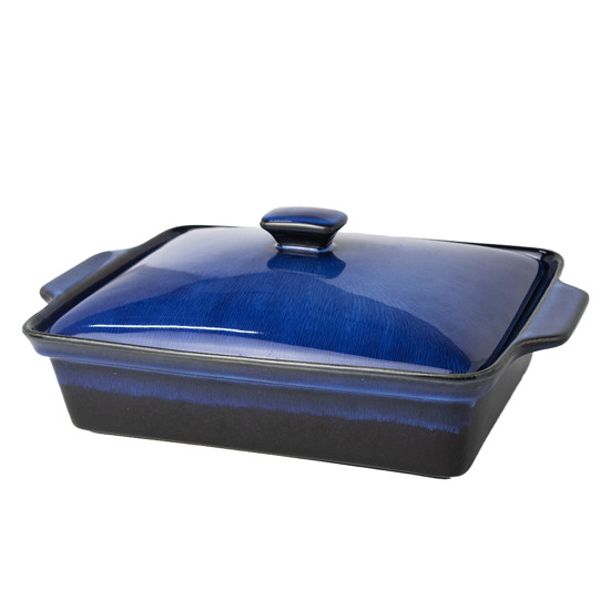 Imagem CAÇAROLA COM TAMPA EM CERÂMICA AZUL 14X34X23 CM