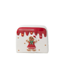 Imagem de PORTA GUARDANAPO NATALINO DECORATIVA COLORIDA EM CERÂMICA 10X10X5 CM - Cromus Embalagens Ind. E Com. Ltda