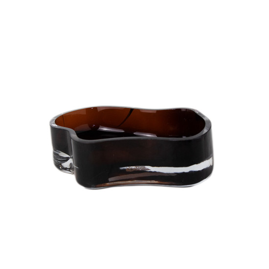 Imagem CENTRO DE MESA DECORATIVO EM VIDRO COR ÂMBAR 21X15X6CM - GRILLO 58348