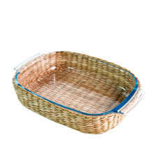 Imagem de TRAVESSA RETANGULAR EM VIDRO BOROSSILICATO REVESTIDA EM RATTAN 6X34X22M - DYNASTY - Full Fit Industria Importacao E Comercio Ltda.