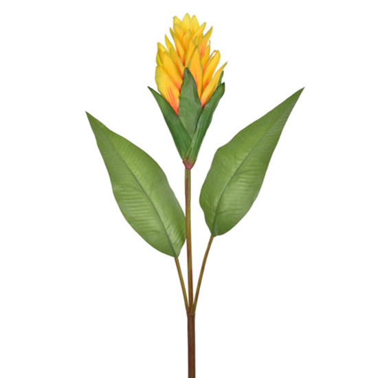 Imagem HASTE DECORATIVA DE BROMÉLIA AMARELA EM PLÁSTICO MOLDÁVEL 63X19CM - GRILLO