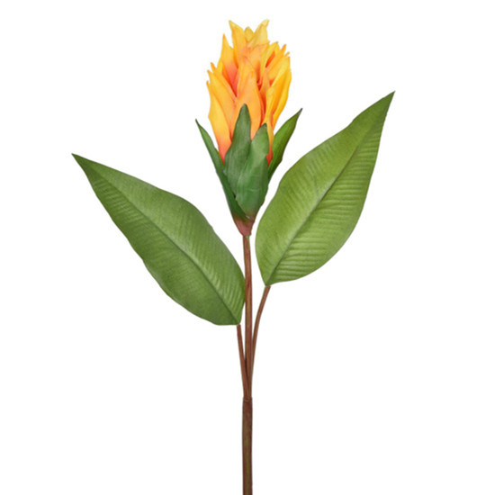 Imagem HASTE DECORATIVA DE BROMÉLIA LARANJA EM PLÁSTICO MOLDÁVEL 63X19CM - GRILLO