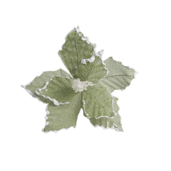 Imagem POINSÉTIA DECORATIVA COR VERDE COM BRANCO 20CM CABO CURTO - CROMUS 