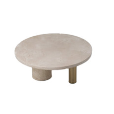 Imagem de BANDEJA DECORATIVA EM METAL E PEDRA DE MÁRMORE COR NATURAL E DOURADO 30X30X13,5CM  - Lucatti Artes E Decoracoes Ltda