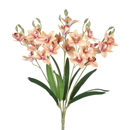 Imagem BUQUÊ DE ORQUÍDEA CYMBIDIUM SALMÃO TOQUE REAL EM PLÁSTICO MOLDÁVEL - GRILLO