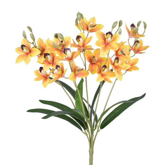 Imagem BUQUÊ DE ORQUÍDEA CYMBIDIUM AMARELA TOQUE REAL EM PLÁSTICO MOLDÁVEL - GRILLO