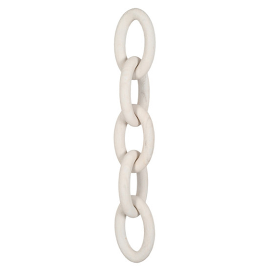 Imagem CORRENTE DECORATIVA COM 5 ELOS EM MADEIRA BRANCA 55X10CM - GRILLO