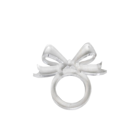 Imagem PORTA GUARDANAPO FORMATO LAÇO EM ACRÍLICO TRANSPARENTE 7X7X1CM