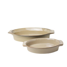 Imagem de CONJUNTO DE 2 TRAVESSAS EM CERÂMICA BEGE 40X23X7CM / 28X18X5CM - Cross Comercial Ltda