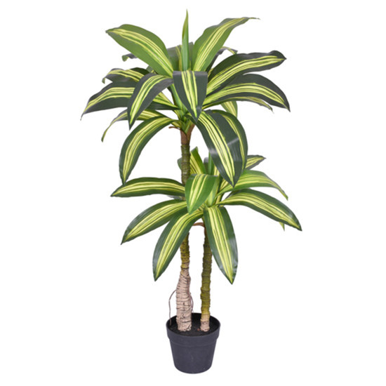Imagem PLANTA DRACENA TOQUE REAL VERDE E AMARELA EM PLÁSTICO E TRONCO EM PVC - GRILLO