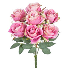 Imagem de BUQUÊ DECORATIVO DE ROSAS SILVESTRES ROSA EM PLÁSTICO MOLDÁVEL 45X9CM - GRILLO - Grillo Ltda