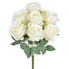 Imagem de BUQUÊ DECORATIVO DE ROSAS SILVESTRES CREME EM PLÁSTICO MOLDÁVEL 45X9CM - GRILLO - Grillo Ltda