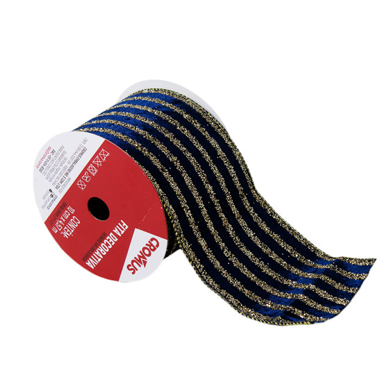 Imagem FITA NATALINA DECORATIVA AZUL 10X4,5 CM CROMUS- GRILLO 965538