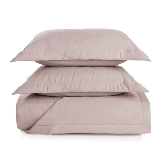 Imagem COLCHA NOVARA COM PORTA TRAVESSEIROS CASAL EM ALGODÃO EGÍPCIO ROSÉ - TRUSSARDI