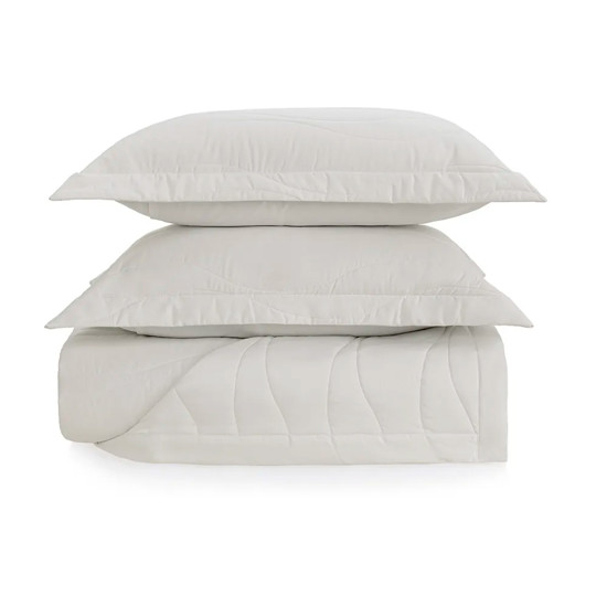 Imagem COLCHA NOVARA COM PORTA TRAVESSEIROS KING 100% ALGODÃO BRANCO - TRUSSARDI