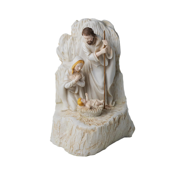 Imagem PRESÉPIO DECORATIVO NATALINO EM RESINA COR CREME 28X20X14 CM - GRILLO 59101