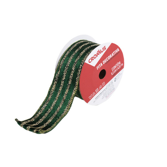 Imagem FITA NATALINA DECORATIVA VERDE 6,3X4,57 CM