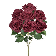 Imagem de BUQUÊ DECORATIVO DE ROSAS VINHO EM PLÁSTICO MOLDÁVEL 42X20CM - GRILLO - Grillo Ltda