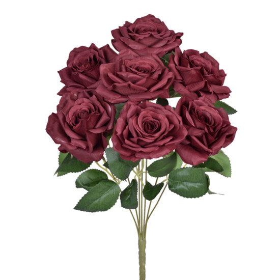 Imagem BUQUÊ DECORATIVO DE ROSAS VINHO EM PLÁSTICO MOLDÁVEL 42X20CM - GRILLO