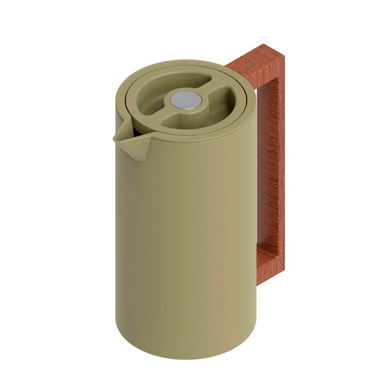 Imagem GARRAFA TÉRMICA VERDE FOSCO 1L EM AÇO INOX E ALÇA EM MADEIRA 21X17,5X11CM - TUUT