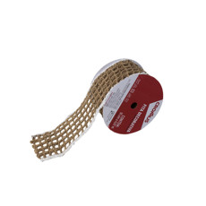 Imagem de FITA ARAMADA VAZADA COR CRU COM BRANCO 10CM X 4,57 METROS - CROMUS  - Cromus Embalagens Ind. E Com. Ltda